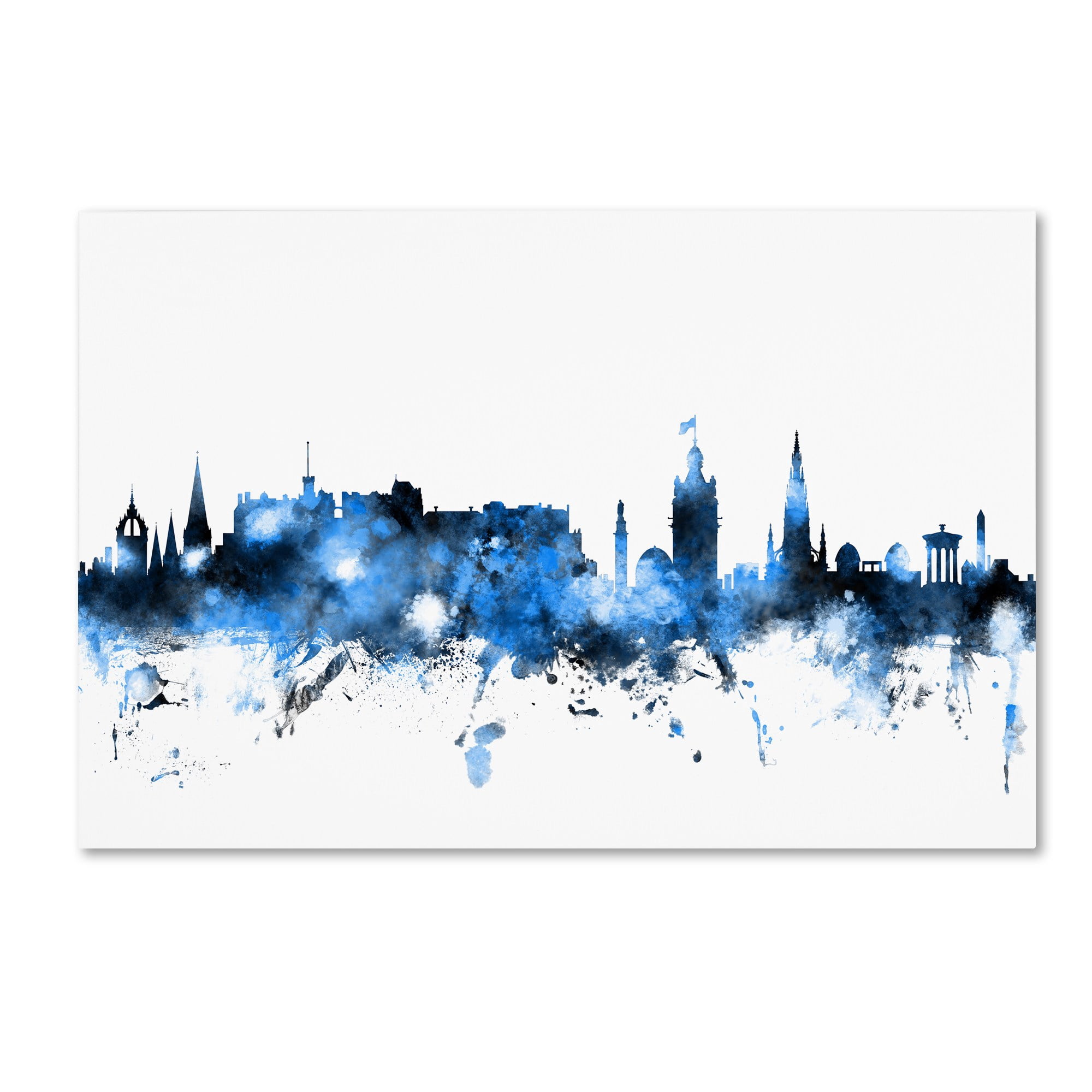 Trademark Fine Art "Edinburgh Skyline White" Canvas Art by Michael Tompsett