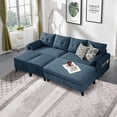thumbnail image 6 of Pingliang Home 101" Convertible Sectional Sofa with Ottoman Coffee Table,U Shaped 4 Seat Sofa Couch with Storage Pockets,Modern Linen Sofa Bed with 3 Ottoman for Living Room Apartment Office Studio, 6 of 12
