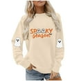thumbnail image 5 of Womens Halloween Crewneck Sweatshirt Long Sleeve Loose Ghost Shirts Fashion Trendy Pullover Fall Clothes Khaki, L, 5 of 7