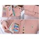 thumbnail image 4 of Monedero pequeño y largo para mujer - Tarjetero de ante suave con tres pliegues y bolsillo multifuncional (rosa), 4 of 5