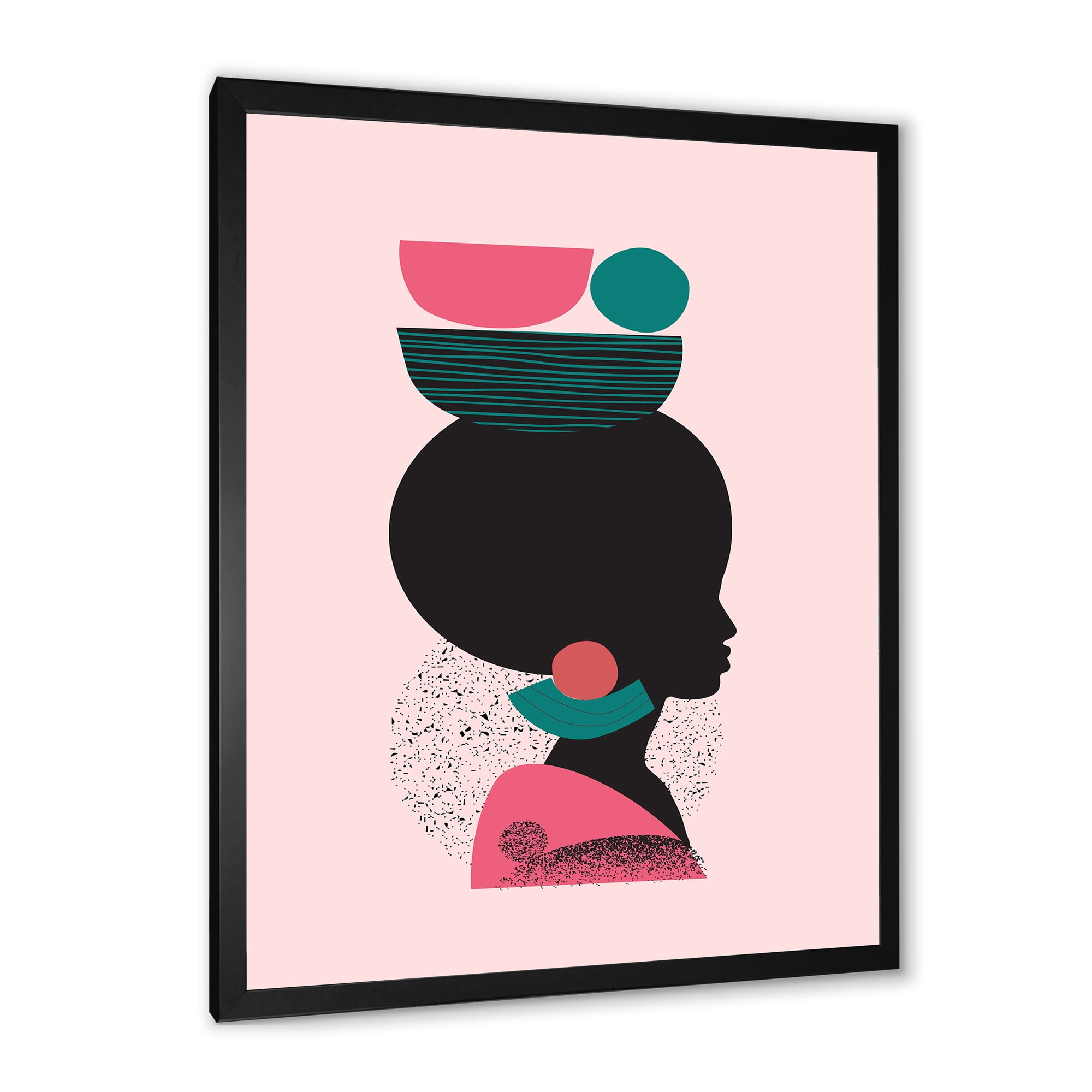 Designart 'Ethnic Geometric Silhouette of African American II' Modern Framed Art Print