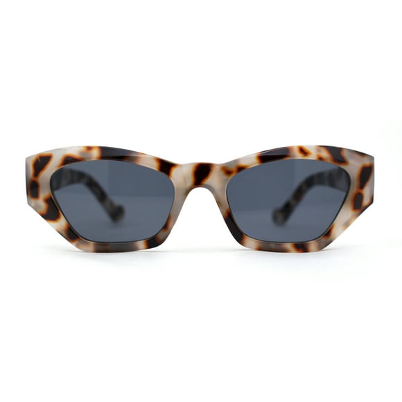 Lunettes de Soleil Oeil de Chat Épaisses en Plastique pour Femmes Beige Écaille Noir