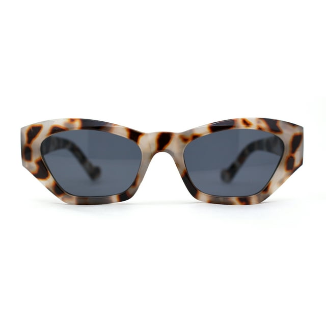 Womens Mod Thick Plastic Chunky Cat Eye Sunglasses Beige Tortoise Black
