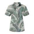 thumbnail image 4 of Hawaiian Shirts For Men And Women Short Sleeve Tropical Print T-Shirts Summer Button Down Collar Tops Loose Fit Beach Graphic Tee Casual Trendy Blouses 2024 Dark Green S, 4 of 5