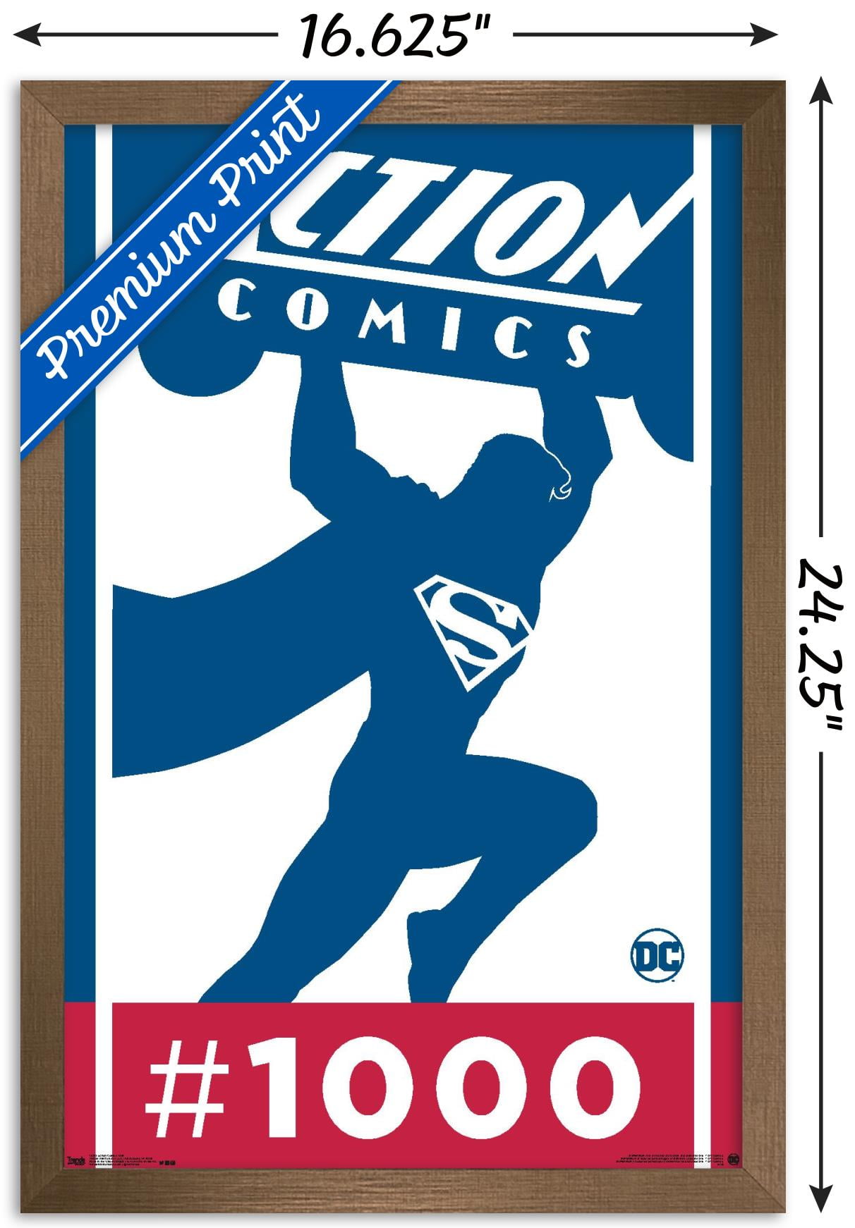DC Comics - Superman - Action Comics 1000 Wall Poster, 14.725" x 22.375", Framed