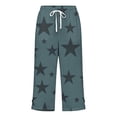 thumbnail image 6 of Women's Cotton Loose Straight Pants with Pockets, Mid Elastic Waist Drawstring, Side Slits Buttoned, Casual Business Beach Lounge Capri Pants | VerBelle,Mint Green S, 6 of 6