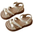 thumbnail image 3 of Eltusu Girls Sandals with Strap, Open Toe No Slip Casual Soft Sole Summer Sandals Beige Size 7.5(Toddler), 3 of 7