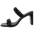 thumbnail image 2 of Soda Women's Braided Open Toe Double Strap Heels, Black Patent,  6.5 M US, 2 of 5