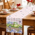 thumbnail image 5 of Blue Purple Floral Table Runner - 90 Inch Long Spring Hydrangea Flower Truck Pink Plaid Cotton and Linen Blended Dress Scarves Farmhouse Table Runner for Kitchen Dining, Coffee Table, 13" x 90", 5 of 8