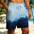 thumbnail image 3 of Cargo Shorts for Men Summer Casual Color Block Tie Dye Elastic Waist Straight Leg Beach Shorts with Pockets, 3 of 6