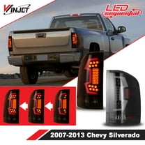 LED Black/Smoke Lens Sequential Tail Lights with DRL Bar for 2007-2013 Chevy Silverado Pair Set