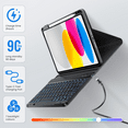 thumbnail image 5 of Vinci iPad (A16) 11th 10th Generation Case with Keyboard, 7-Color Backlit Wireless Detachable Folio Keyboard Cover with Pencil Holder for 11'' iPad A16 2025 10.9 Inch 10th 2022 (Black), 5 of 8