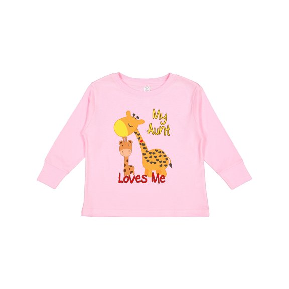 Inktastic My Aunt Loves Me Giraffe Boys or Girls Long Sleeve Toddler T-Shirt