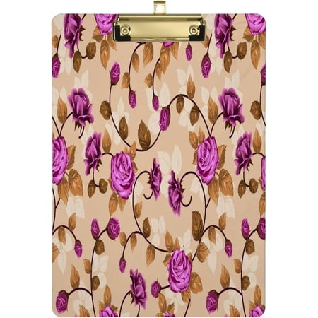 Hyjoy Art Flower Clipboard Acrylic Fashion Letter A4 Size Clipboards with Metal Clip for Nurses, Students,Teacher,Women, Man-Silver12x9in