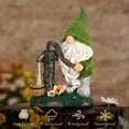thumbnail image 6 of TERESA'S Collections Garden Gnomes Decor with Solar Lights, Fathers Gifts, Green Outdoor Resin Decorations for Porch Patio, Gnome Ornaments for Dad and Mom，9", 6 of 6