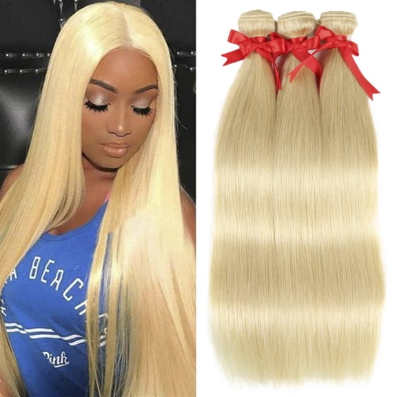 Sleek Straight Human Hair Bundles 613 Blonde Brazilian Straight Human Hair Weave Bundles Single Bundles Remy Hair Extensions