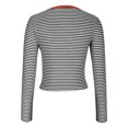 thumbnail image 4 of Lenpel Fall T Shirts for Women Striped Long Sleeve V Neck Color Block Tops Loose Button up Tunic Shirts, 4 of 5