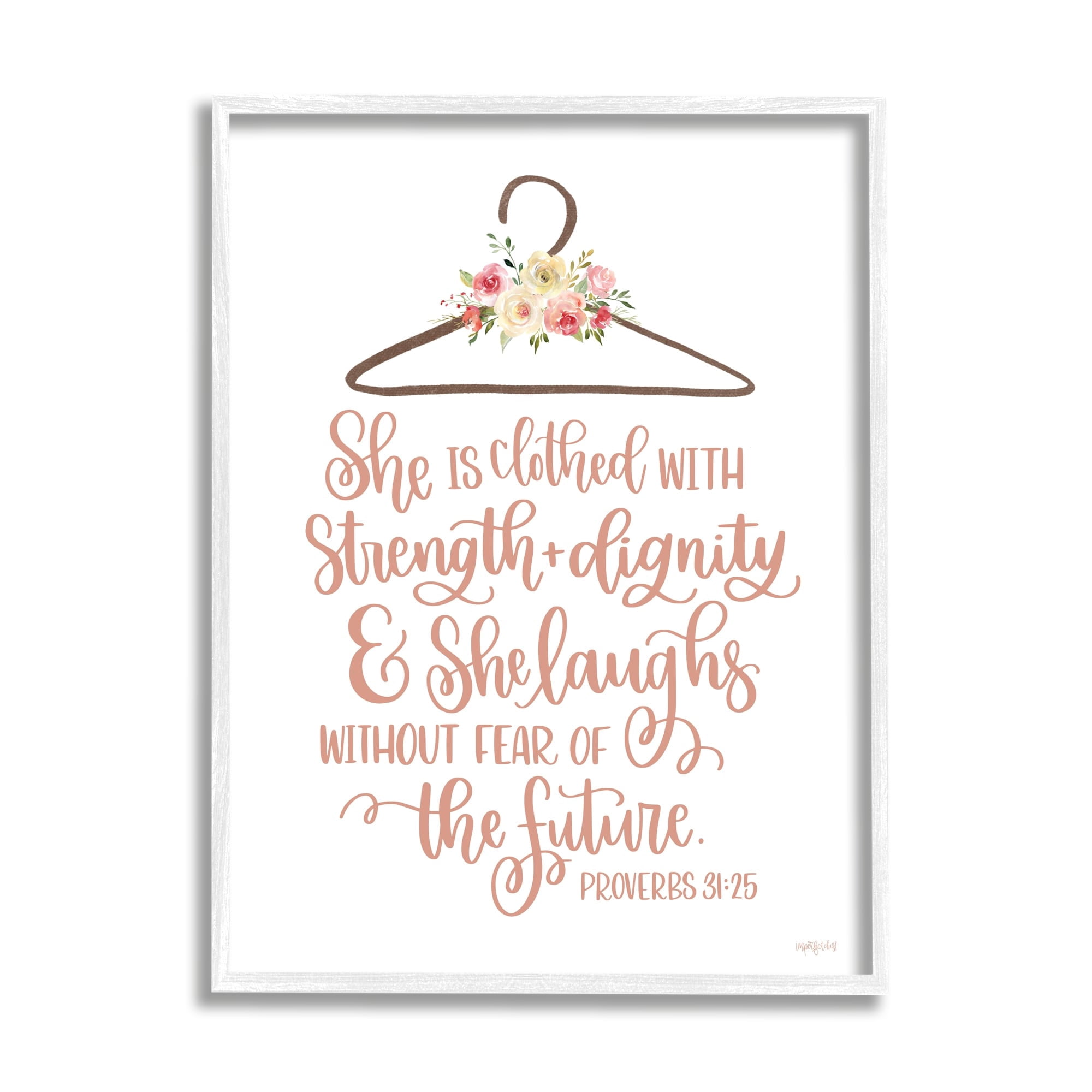 Stupell Industries Proverbs Verse Uplifting Religious Calligraphy Floral Design Graphic Art White Framed Art Print Wall Art, Design by Imperfect Dust