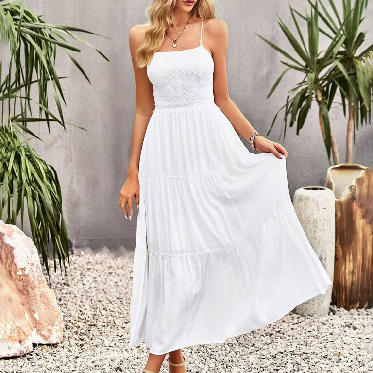 Run the Summer White Two-Piece Flyaway Halter Maxi Dress