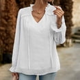 thumbnail image 5 of Women Blouses Tunics For Women Elegant Chiffon V Neck Dot Puff Sleeves Double Layer Dating Party Blouse Tops Graphic Tees for Women Trendy Half Tee Women Shirts Fall down Shirt Women Full Sleeve, 5 of 8