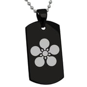 Stainless Steel Maeda Samurai Crest Engraved Dog Tag Pendant Necklace