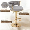 thumbnail image 4 of VECELO Bar Stools Set of 2, Modern Velvet Barstool with Woven Back & Footrest, 360° Swivel Adjustable Counter Height Bar Chairs for Kitchen Island Pub, Light Gray, 4 of 11