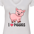 thumbnail image 4 of Inktastic I Love Piggies Cute Pig Women's V-Neck T-Shirt, 4 of 5