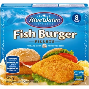 BlueWater Seafoods Breaded Fish Sandwich, Wild Caught Alaskan Pollock ...