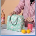 thumbnail image 3 of Soidarity Fiambrera portátil, bolsa de tela impermeable, enfriador térmico de alimentos, bolsa de almacenamiento de Picnic con aislamiento de flores, Kits de desorden para acampar Verde claro Soidarity OD027724-02, 3 of 6