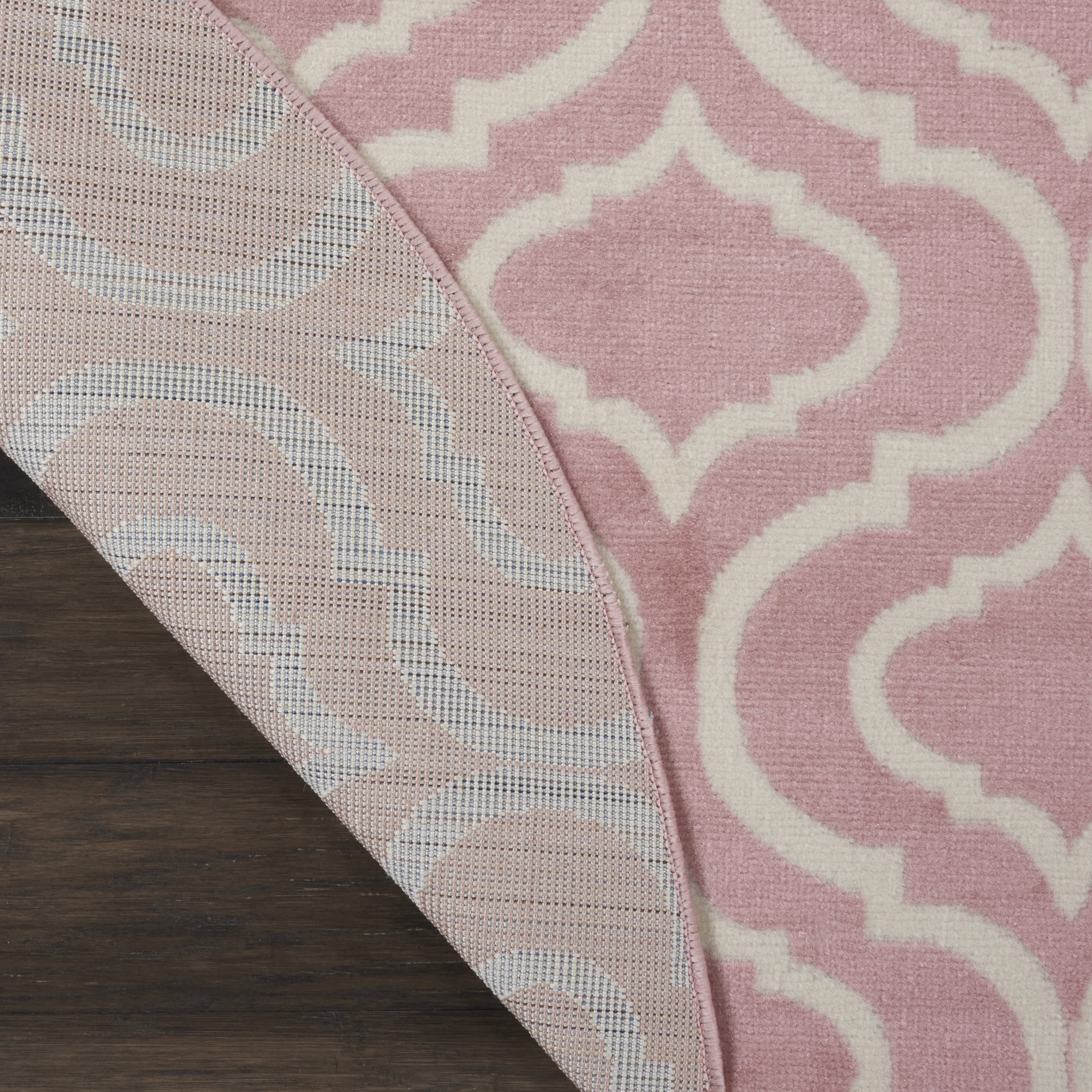Nourison Bliss Transitional Moroccan Pink 5'3" x Round Area Rug, (5' Round)