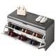 thumbnail image 1 of Banco Zapatero, Zapatero de 2 Niveles para Entrada, Organizador de Almacenamiento con Asiento Acolchado de Espuma, Estructura de Acero Reforzado, Asiento Color Gris, Capacidad de 12 Pares, 1 of 8