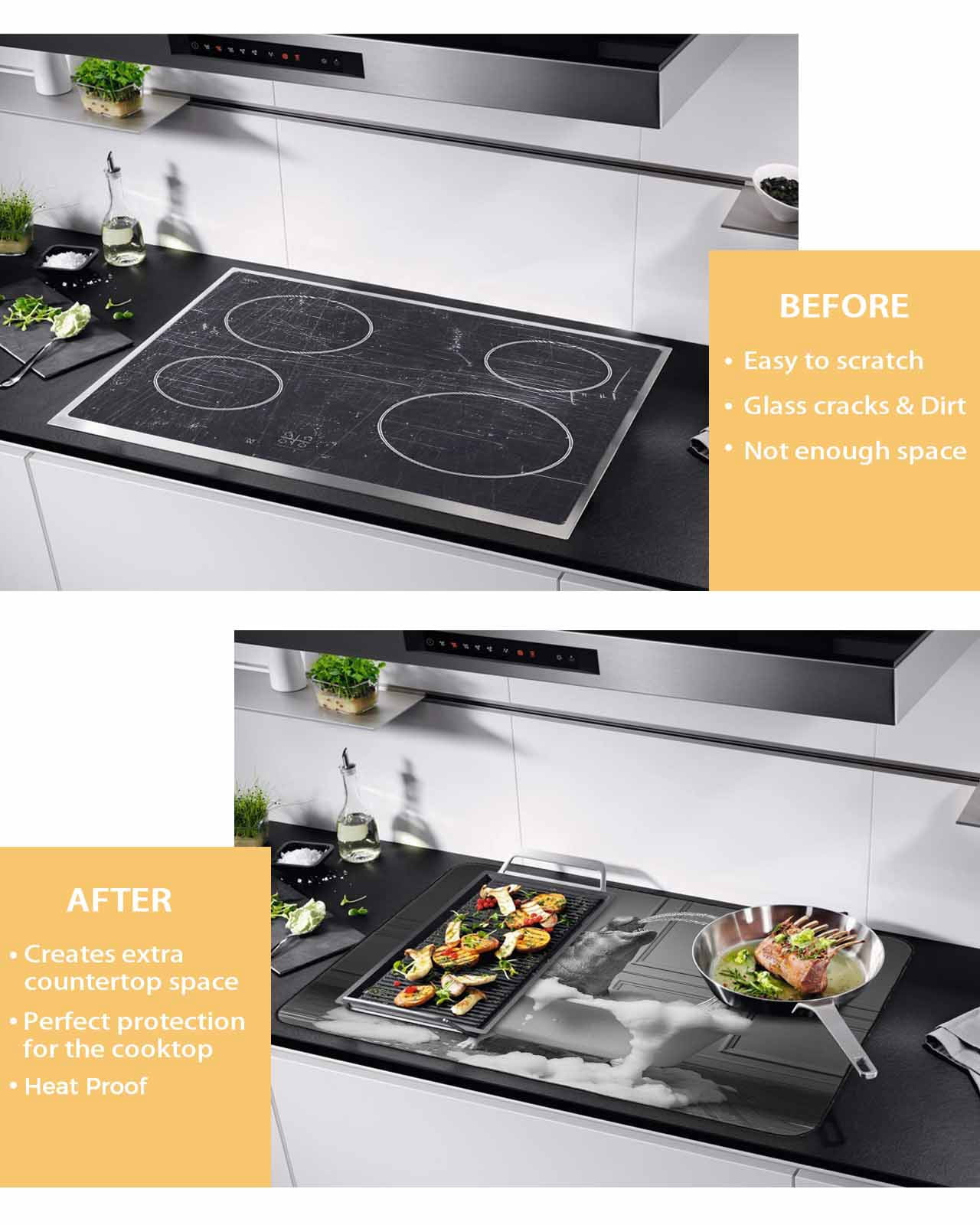 Large Induction Cooktop Protector Mat Hippo Stove Top Covers for Electric Stove, Funny Animal Bathtub Abstract Art Grey Decorative Stove Burner Cover Mats, Glass Top Stove Cover