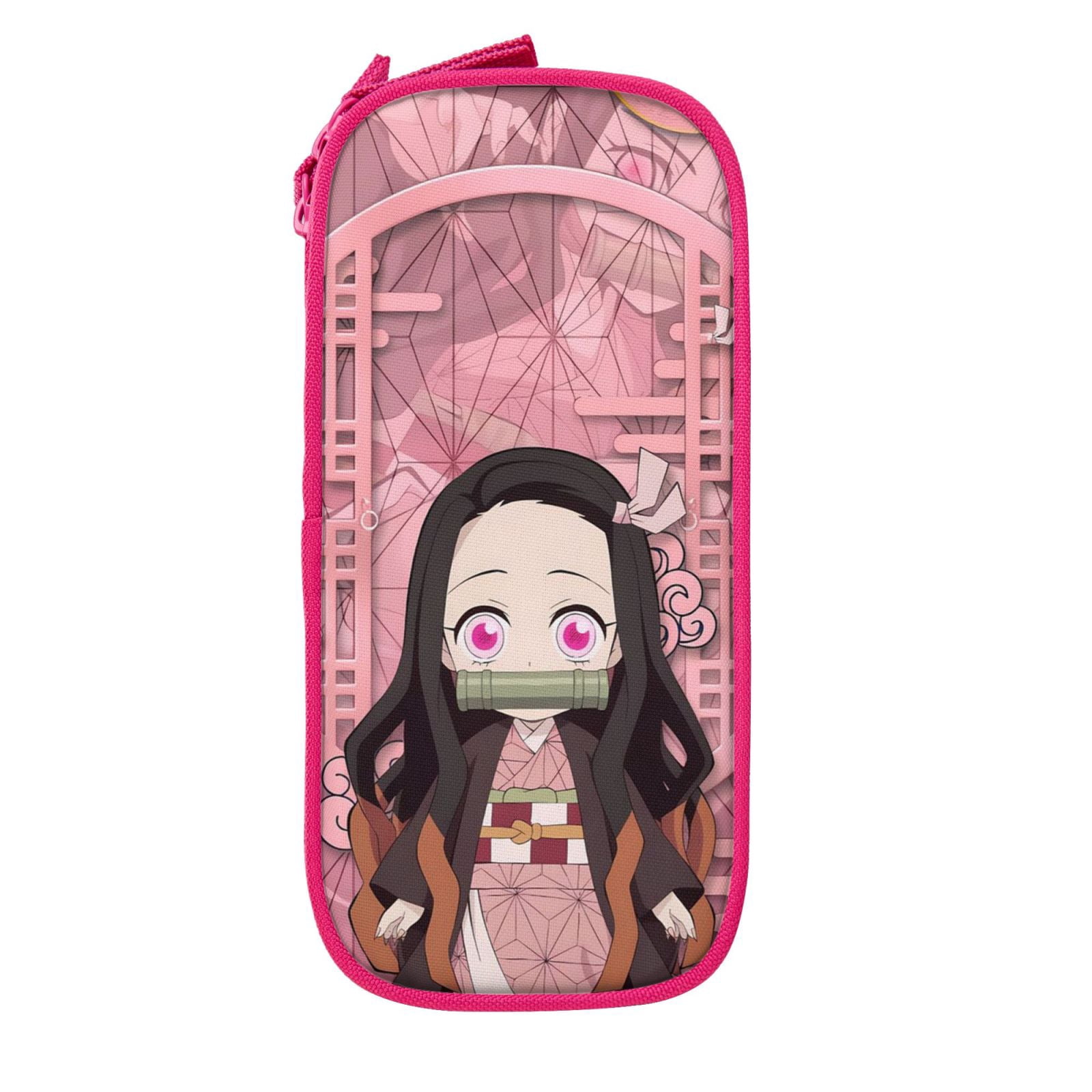 Kamado Nezuko Pencil Case Large Capacity Pencil Pouch Pen Bag Office Stationery Organizer Travel Makeup Bag Pink