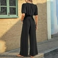 thumbnail image 3 of GILIGEGE Womens Jumpsuits Short Sleeve V Neck Dressy Casual Wide Leg Pants Romper 2025 Summer One Piece Outfits Loose Jumpsuits Rompers with Pockets Casual Wide Leg Pants Romper 2025 Summer Outfits, 3 of 5