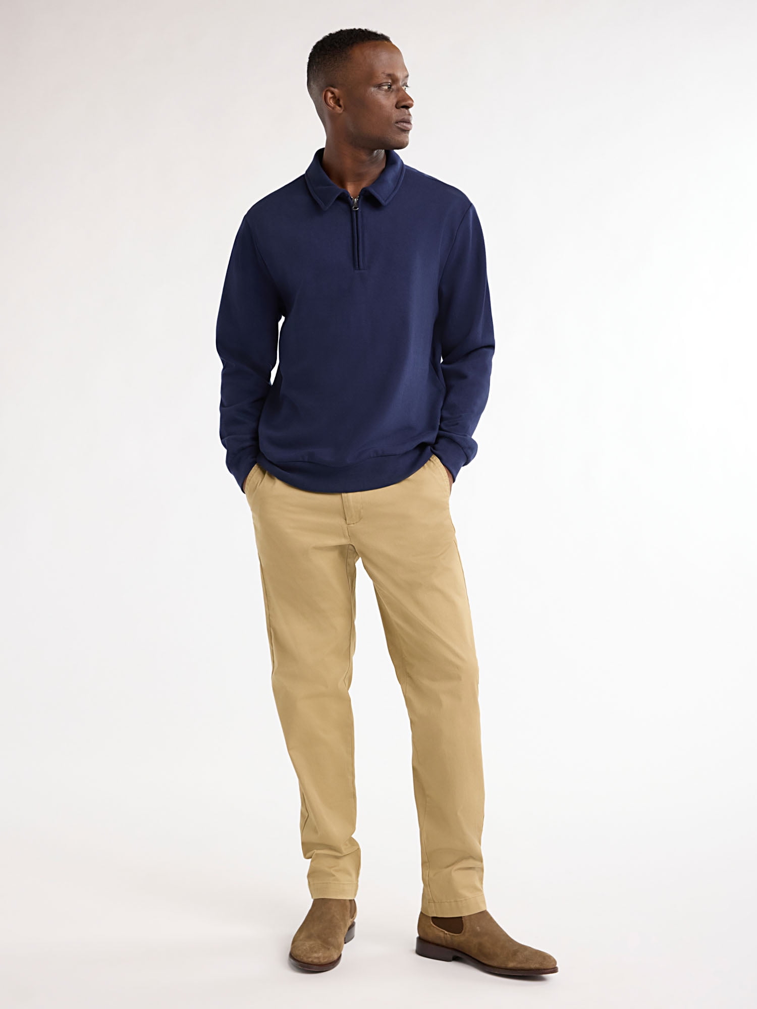 Free Assembly Men's Quarter Zip Fleece Pullover with Long Sleeves, Sizes S-2XL