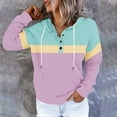 thumbnail image 2 of Lenpel Hoodies for Women Casual Long Sleeve Quarter Button Color Block Pullover Sweatshirts Fall Winter Fashion Tops(Mint Green,Small), 2 of 6