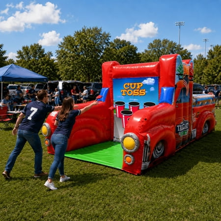 TentandTable Giant Inflatable Toss Game, 2-in-1 Tailgate Truck Commercial Event Target Games, Indoor Outdoor Party, Cornhole, Cup Pong, Kids & Adults