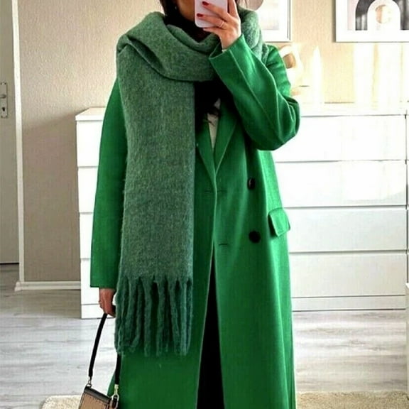 Women's Winter and Autumn Casual Woolen Turtleneck Warm Commuting Elegant Long Coat
