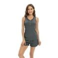 thumbnail image 6 of Xmarks Womens Summer Small V Neck Sleeveless Tank Top Short Pajama Set S-2XL, 6 of 8