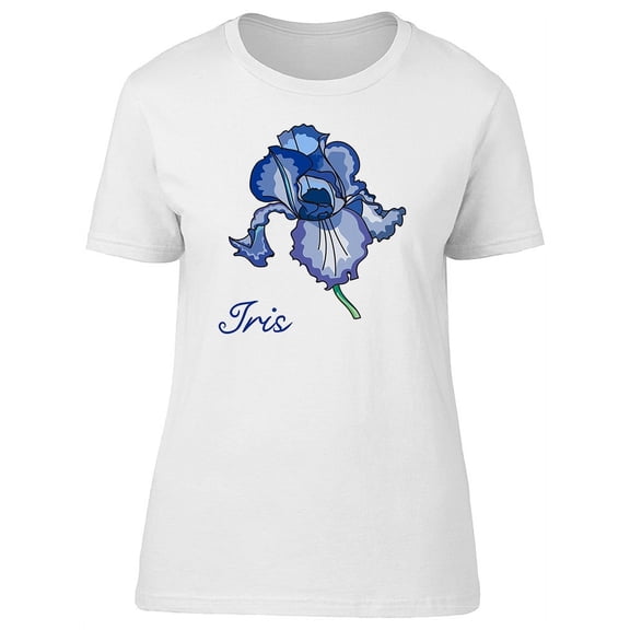 Cute Blue Watercolor Iris Flower T-Shirt Women -Image by Shutterstock, Female x-Large