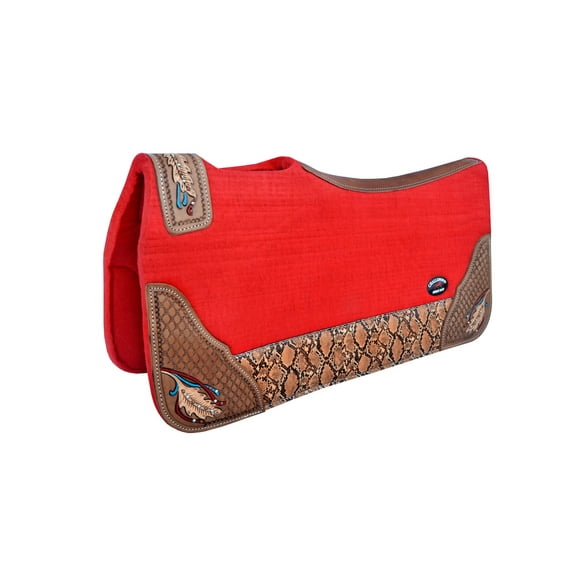 Horse 32" x 30" Western Contoured Wool Felt Therapeutic Saddle Pad Red 39216RD