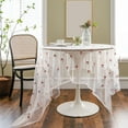 thumbnail image 6 of Floral Lace Tablecloth Round, Lace Fabric Table Cloth for Round Tables, Wrinkle Resistant Tablecloth, Patterned Scalloped Tablecloth, 6 of 6