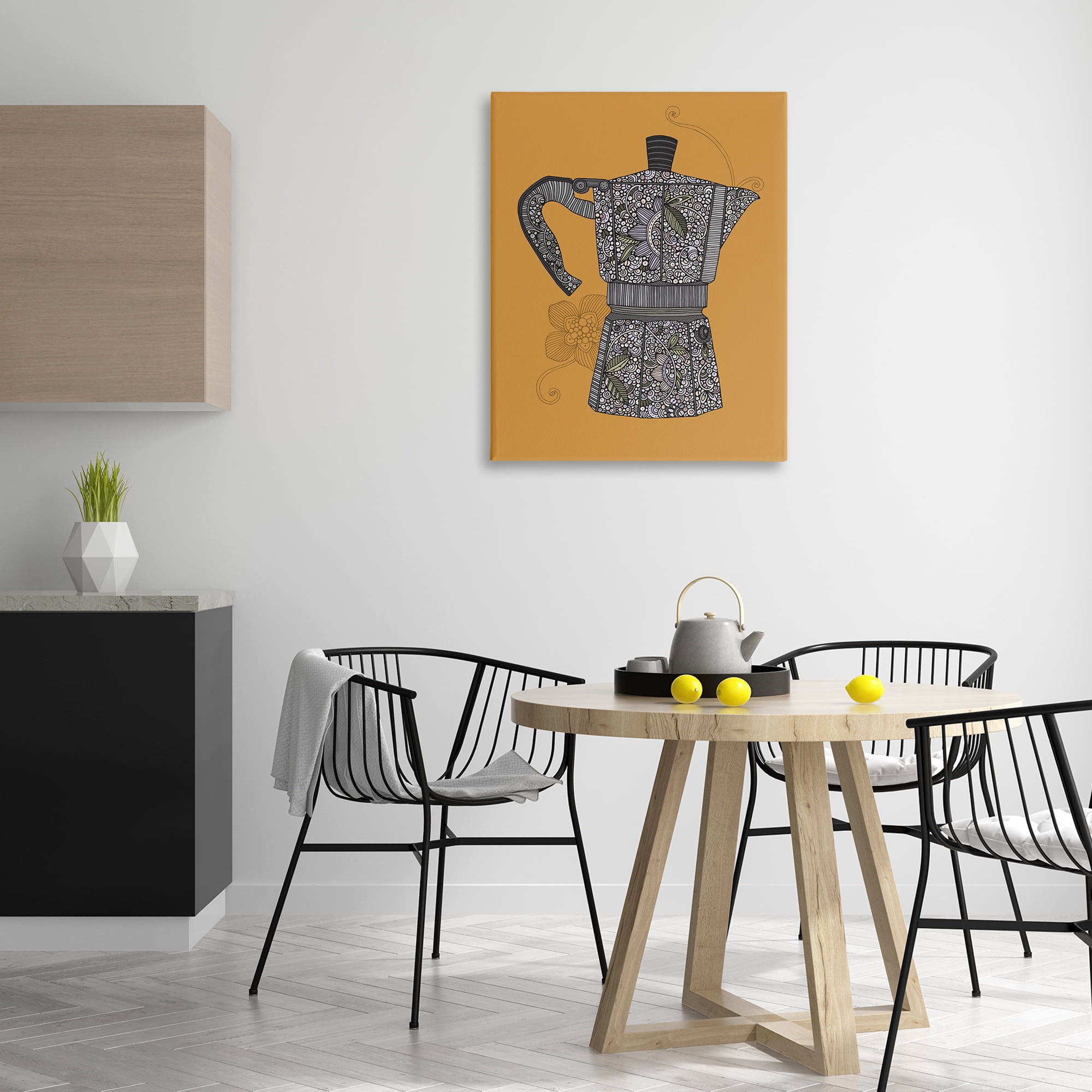 Stupell Industries Moka Pot Coffee Maker Food & Beverage Painting Gallery Wrapped Canvas Art Print Wall Art, 30 x 40