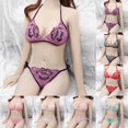 thumbnail image 2 of MYG Femmes Dentelle Fleurs Pousser Soutien-Gorge Transparent String String Bodydoll Lingerie Ensemble, 2 of 8