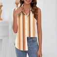 thumbnail image 4 of TaTaai Printed Lapel Top Sleek Texture Women's Fashion Button Front Sleeveless Short Sleeve Loose Summer Casual Office Blouse Gift, 4 of 6