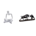 thumbnail image 1 of Estatua creativa abstracta de , pensador de ganado, estatuilla, escultura artesanal, obra de arte moderna, escultura animal china para decoración, 1 of 8