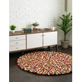 thumbnail image 3 of Unique Loom Felt Ball Collection Area Rug - Cloud (5' Round Multi/Blue), 3 of 13
