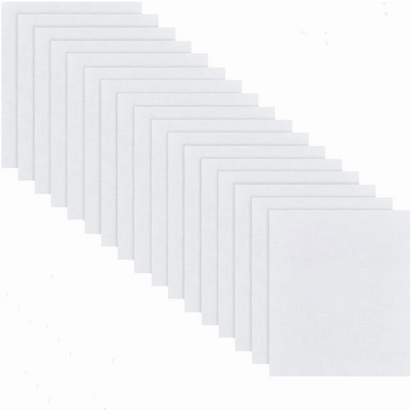 100 Pcs 100% Cotton Fabric White Precut Square Fabrics 5.91x4.72 Inch Embroidery Fabric Stitch Cloth Cotton Aida Fabric for Embroidery Quilting Tie-dye Hand Painting SewingWhite