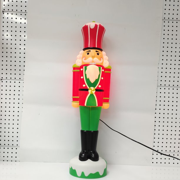 Adornos navideños para el exterior de la familia, soldado de Cascanueces de plástico PP de dibujos animados para decoración de jardín, luces