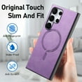 thumbnail image 3 of Allytechgroup Magnetic Case for Samsung Galaxy A56 5G, Compatible with MagSafe, Premium PU Leather Slim Fit Anti-Fingerprint & Anti-Drop Protective Case Support Wireless Charging & Car Mount, Purple, 3 of 10